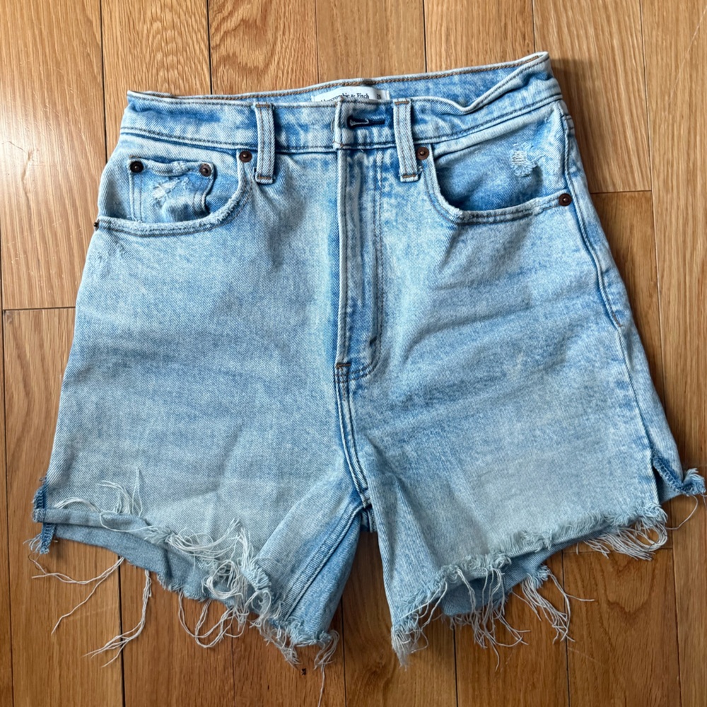 High Waist Light Wash Jean Shorts- cut by myself